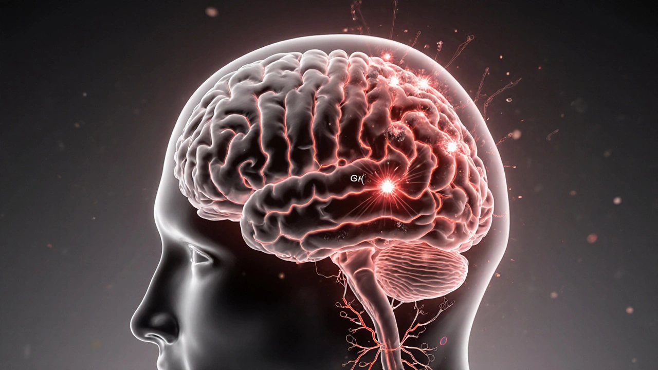 Srovnání zdravého a alkoholem ovlivněného mozku s chemickými signály.